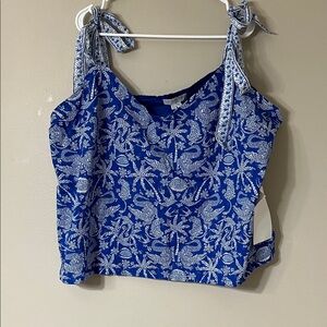 Never Fully Dressed Blue and White Patterned Tank Top